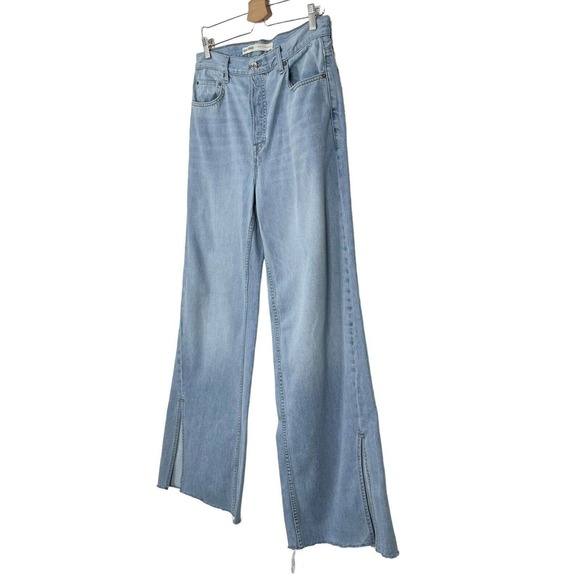 GRLFRND Blue Markie Extra Wide Low Rise Slit Hem Jeans - Picture 9 of 15